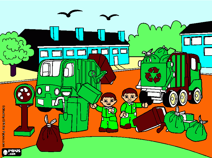 camiones de basura para colorear