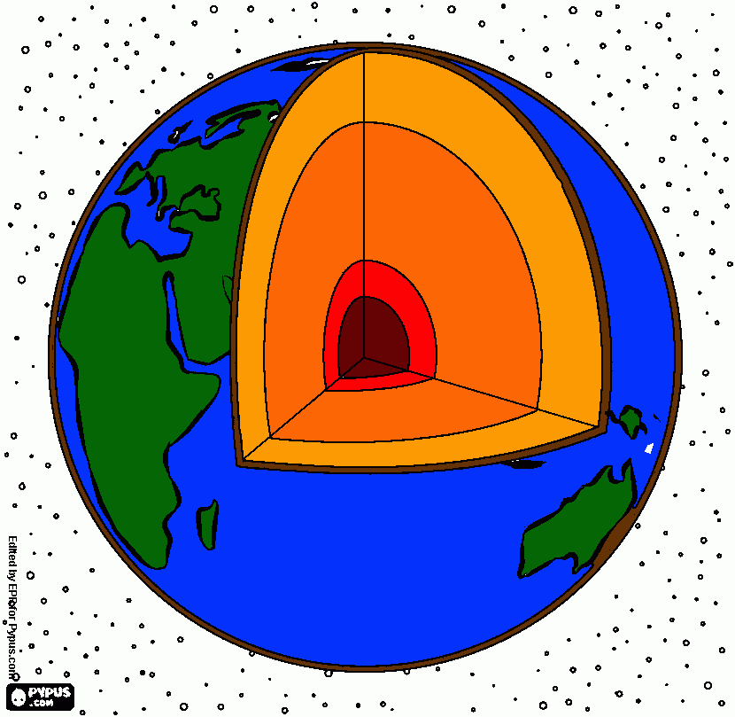 Capas de la tierra para colorear