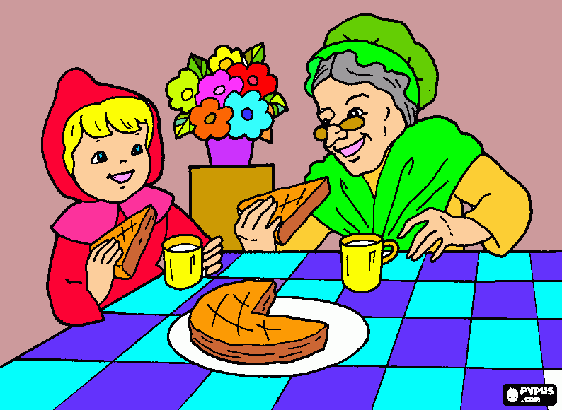 CAPERUCITA Y SU ABUELITA para colorear