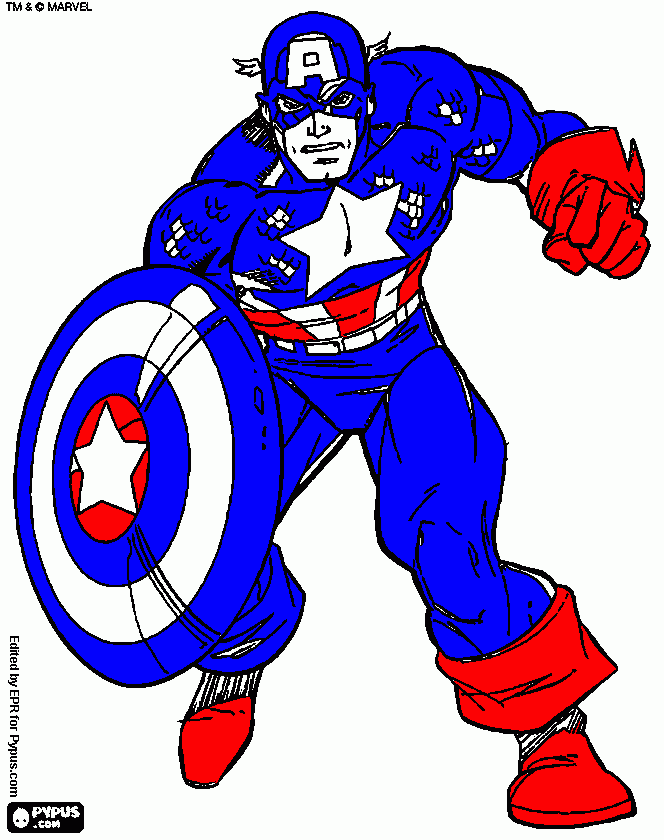 capitan america pintado por luca para colorear