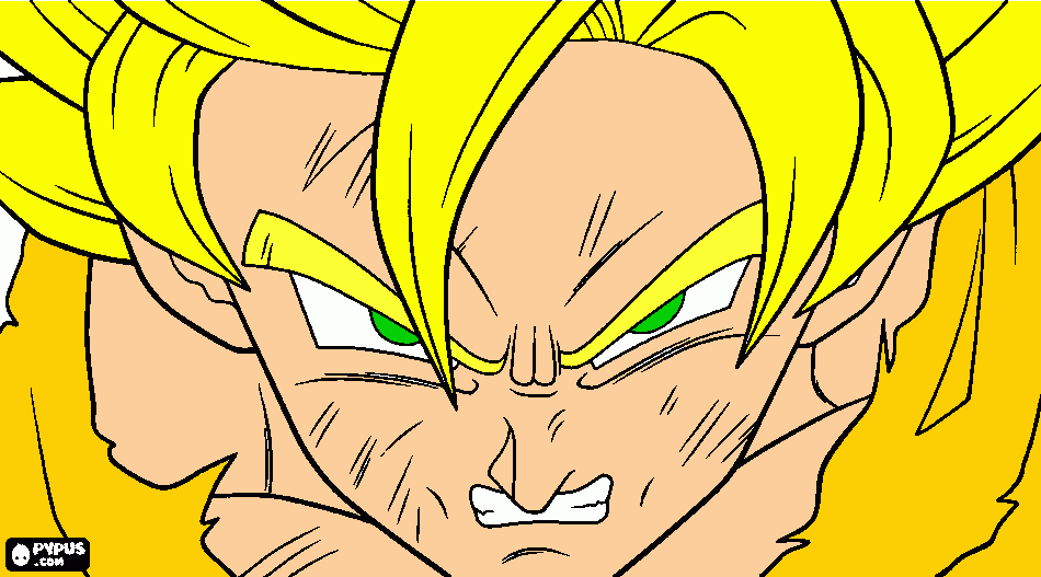 cara de goku furioso  para colorear