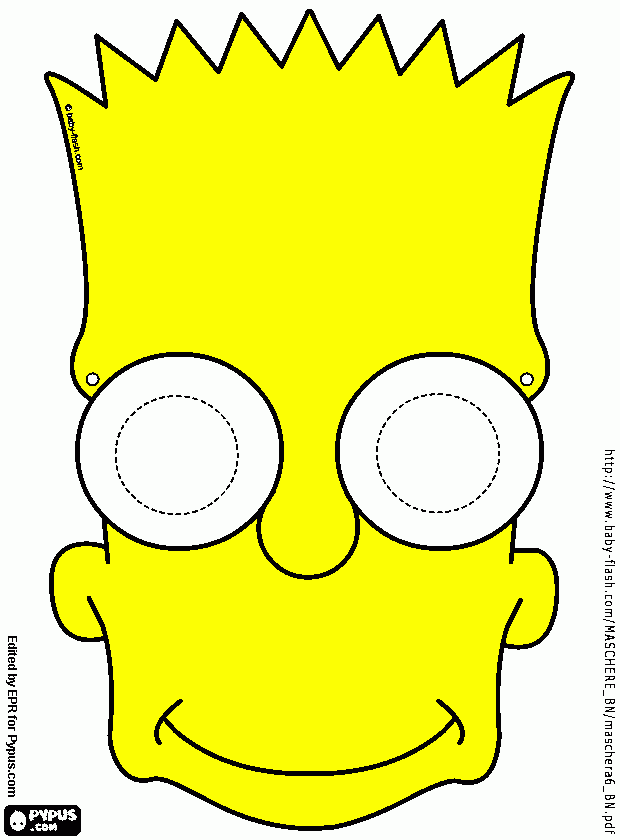 careta de bart amarilla para colorear