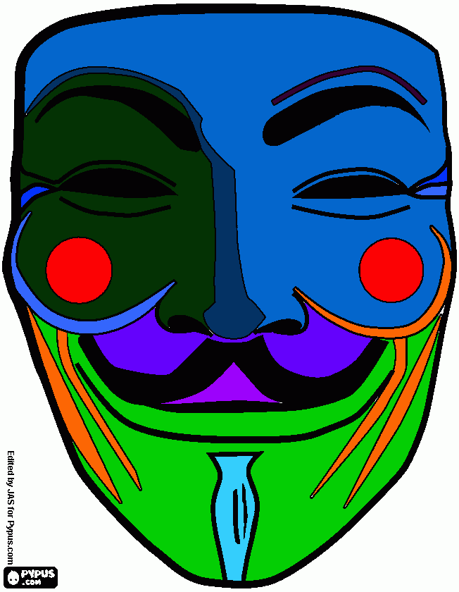 careta máscara de V de Vendetta para colorear
