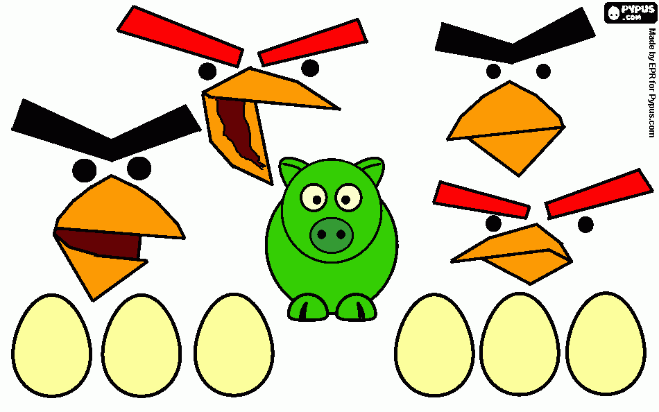 caritas, angry birds. para colorear