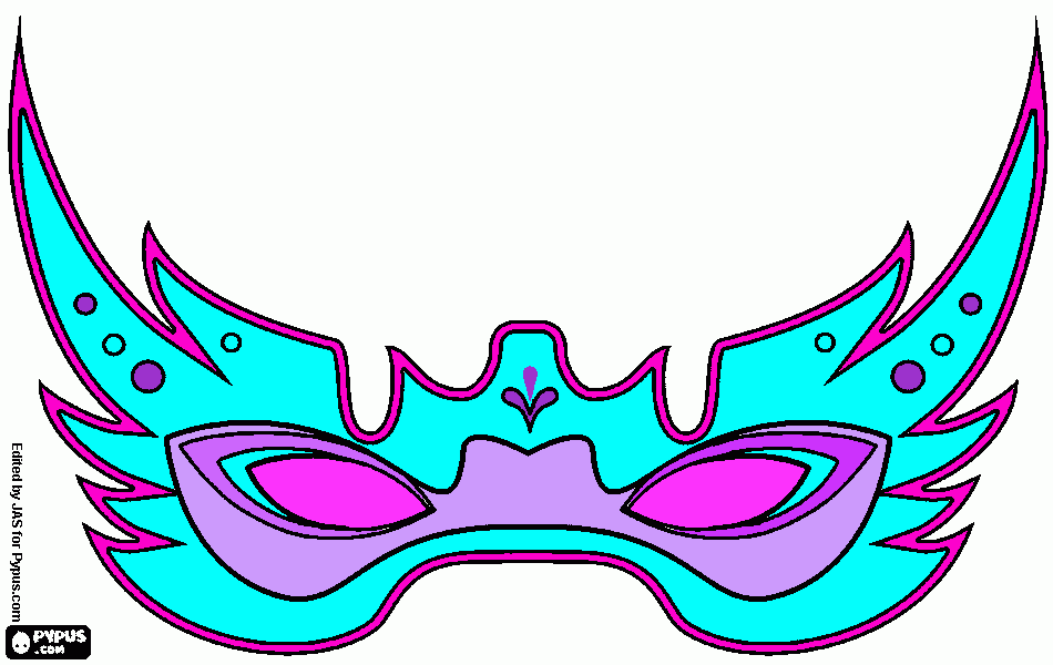 carnaval un antifaz turquesa y fúcsia para colorear
