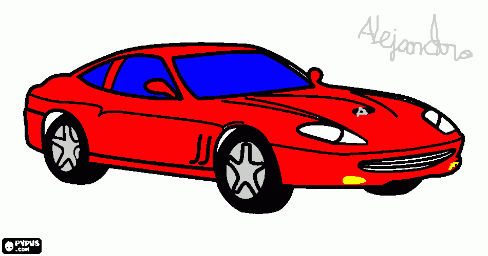 carro de carreras de color rojo para colorear