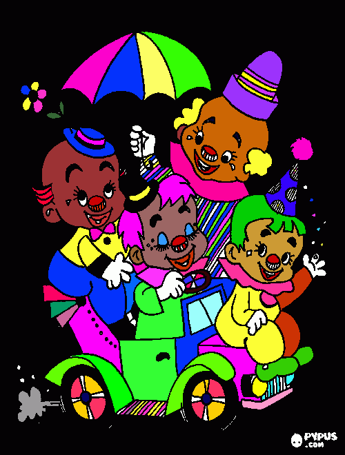 carro de payasos para colorear