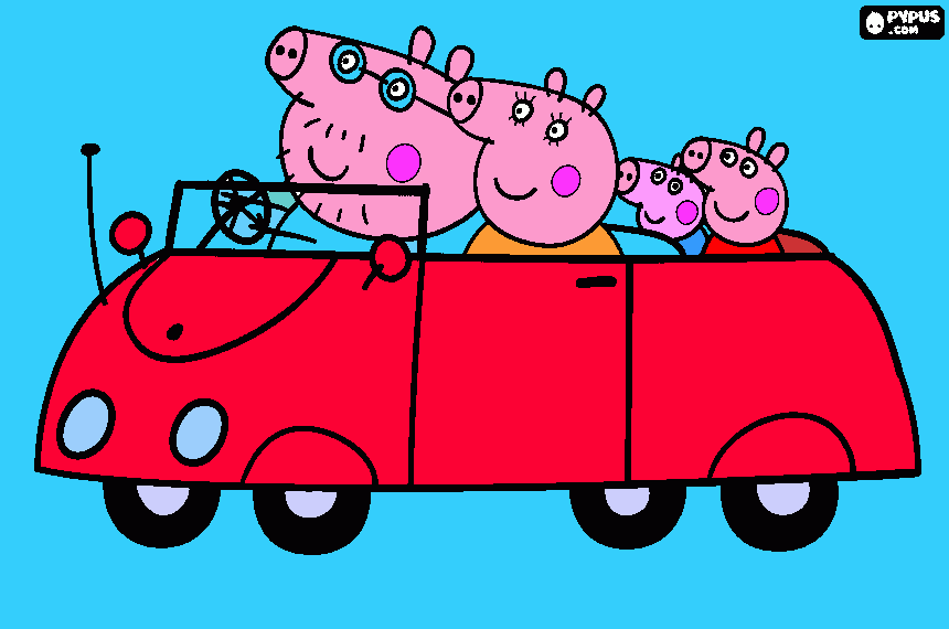 Carro  de peppa pig para colorear