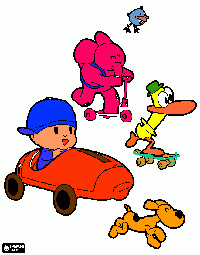 carro de Pocoyo para colorear