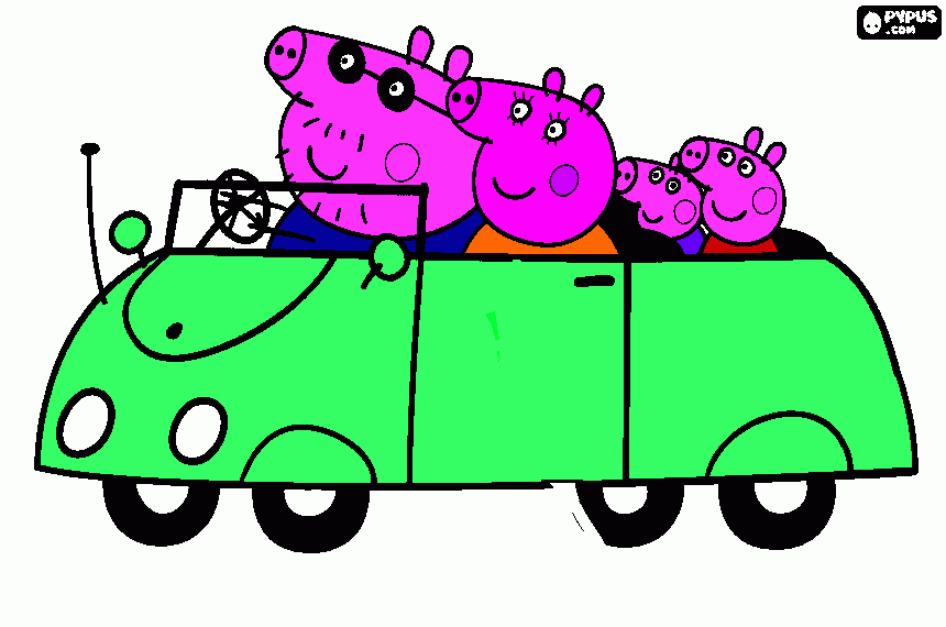 carro pepa pig para colorear