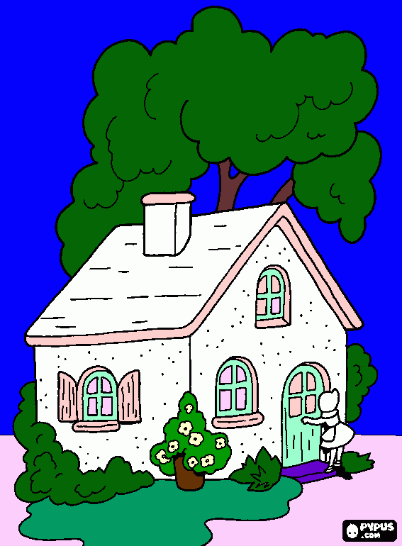 casa blanca para colorear