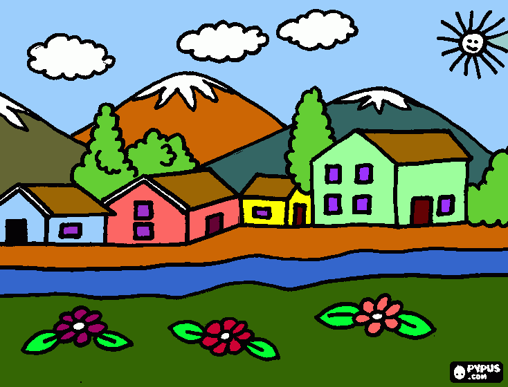 casa de colores para colorear