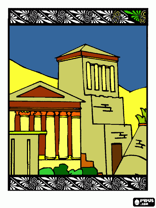 casa de grecia para colorear