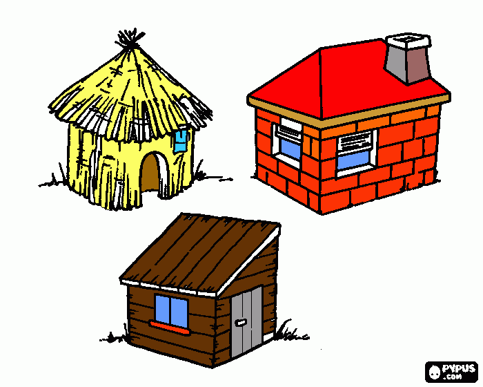 CASA DE LOS 3 CERDITOS  para colorear