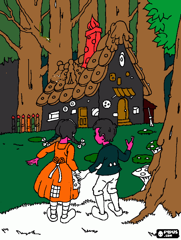casa del bosque para colorear