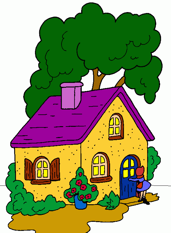 casa en el bosque caperusita roja para colorear
