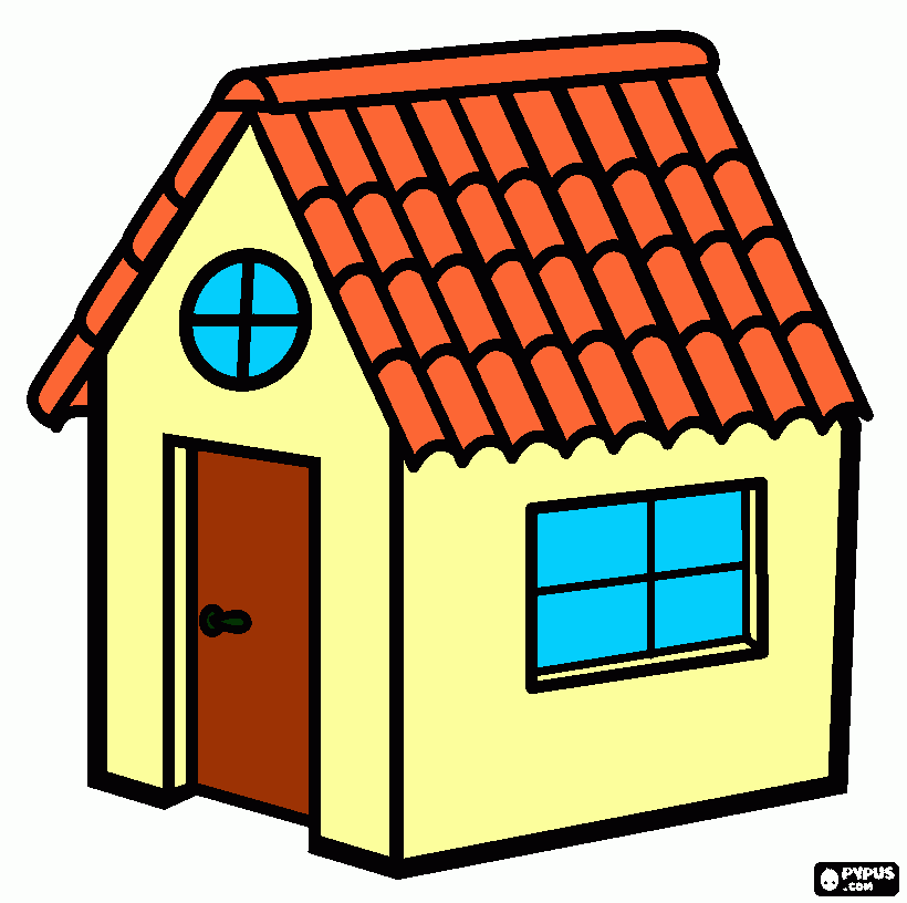 casa naranja para colorear