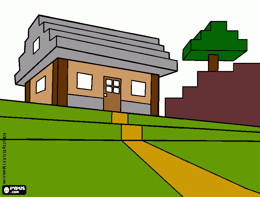 casa noob para colorear