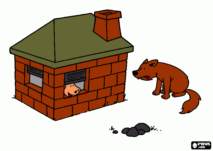 casita de ladrillo para colorear