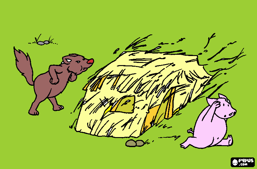 casita de paja para colorear