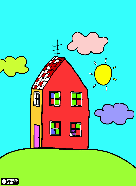 casita de pepa pig para colorear
