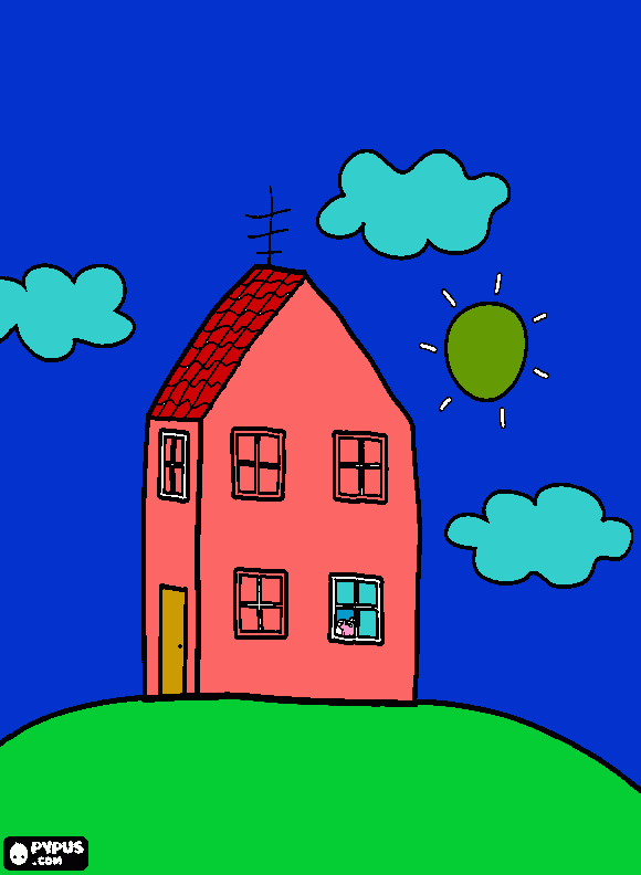 casita peppa pig para colorear