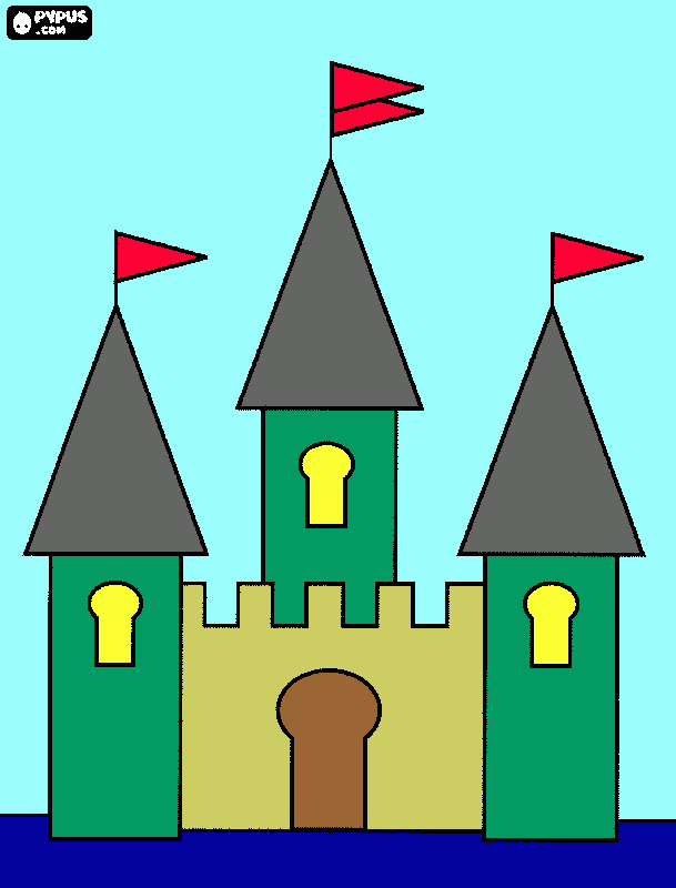 castillo azul para colorear