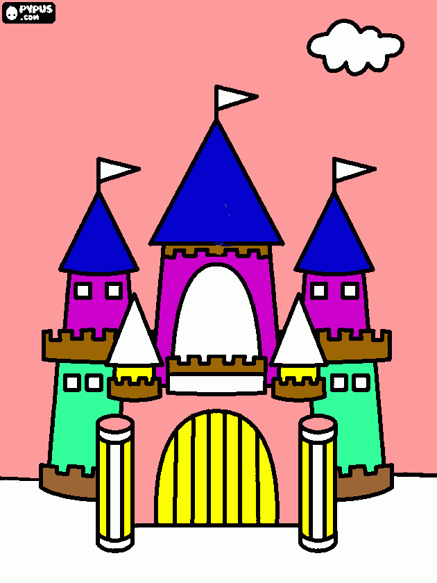 castillo de colores para colorear