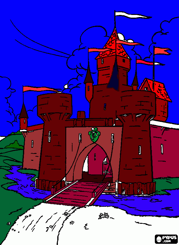 castillo medieval para colorear