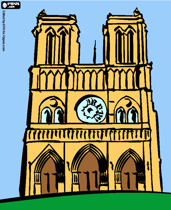 Catedral de Notre Dame para colorear