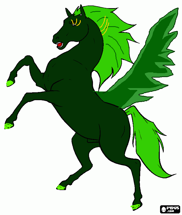 cavallo verde para colorear