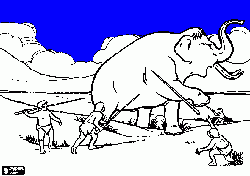 CAZA MAMUT para colorear
