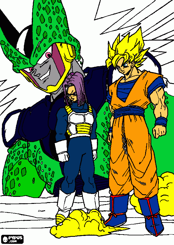 cell goku trunks para colorear
