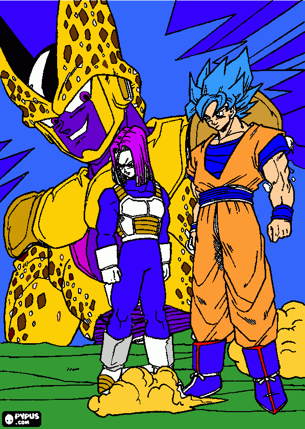 CELL GOLDEN trons goku biu para colorear