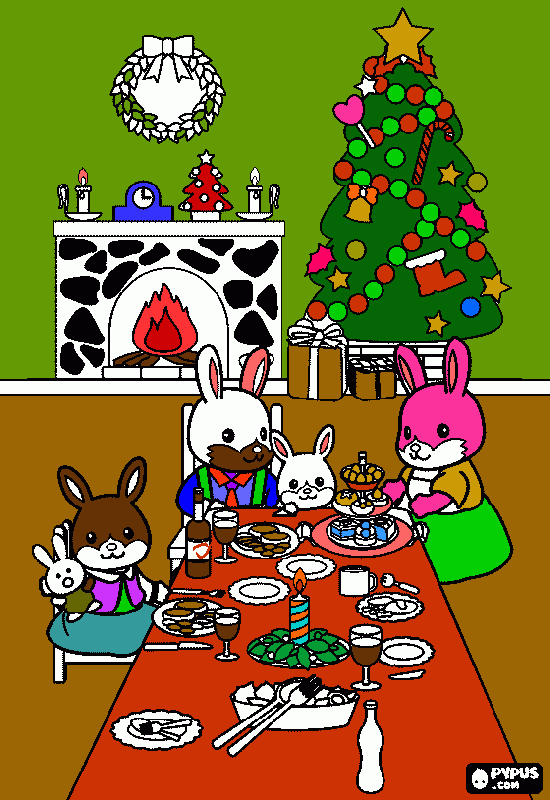cena de navidad para colorear