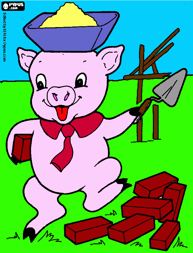 Cerdito albañil para colorear