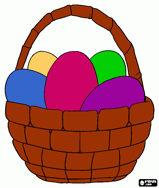 cesta con huevos de pascua para colorear