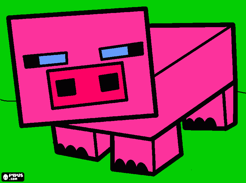 Chancho de Minecraft para colorear