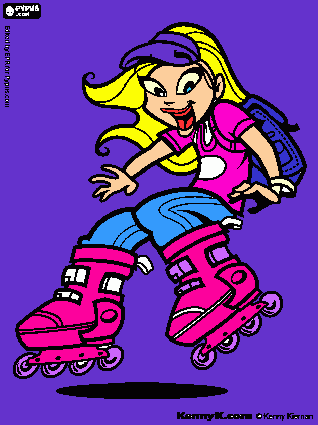 chica  en  patines   para colorear