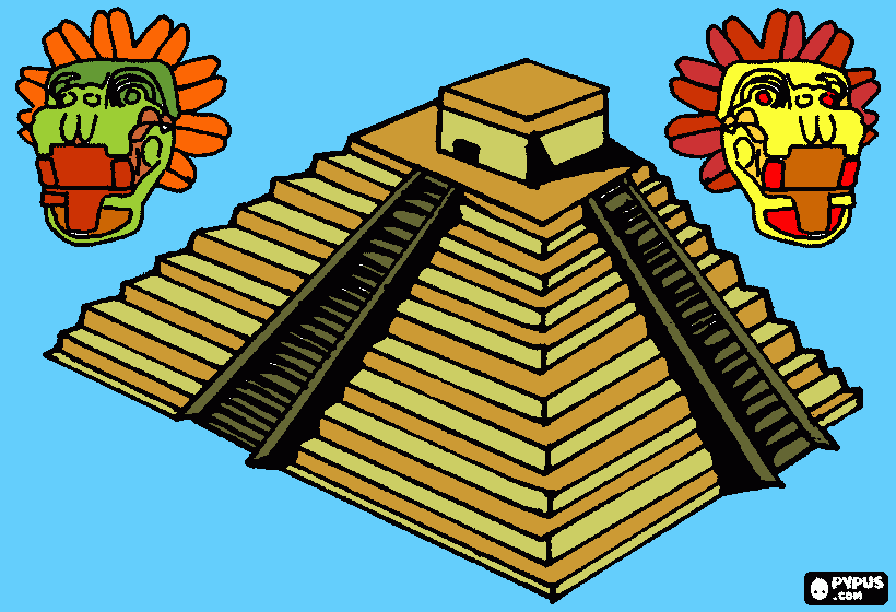 chichen itza para colorear