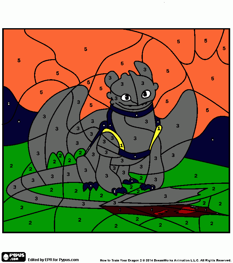 chimuelo números para colorear
