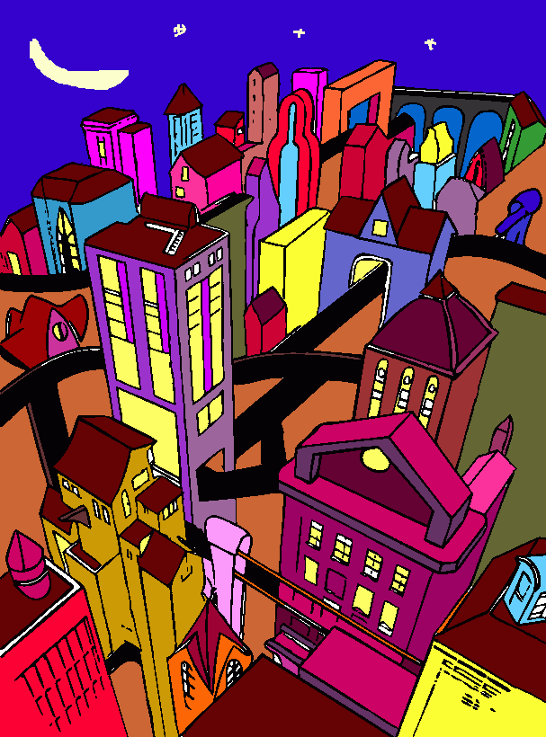 ciudad moderna para colorear