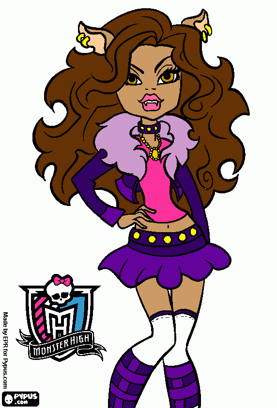 Clawdeen wolf para colorear