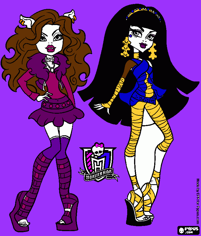 cleo nile y clawdeen para colorear