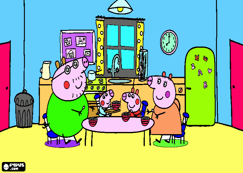 cocina pig para colorear