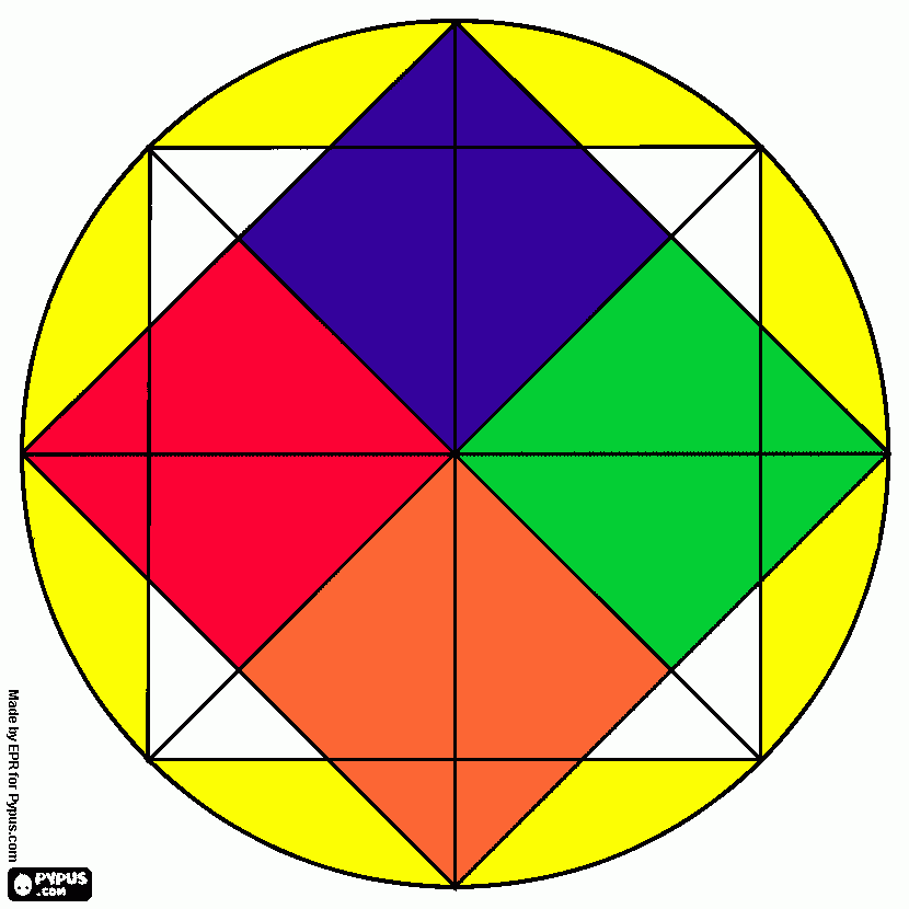 colorea e identifica por cuantos triángulos y cuadrados esta formado para colorear