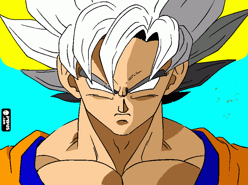 colorea el rostro de goku para colorear