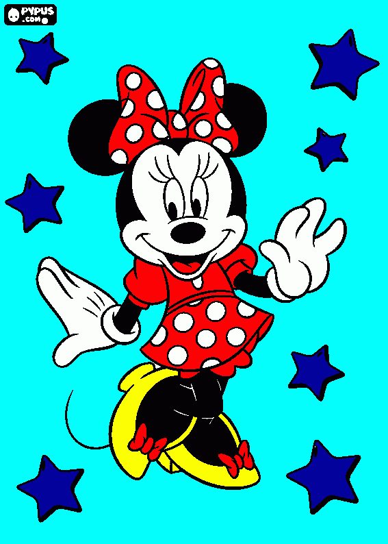 colorea Minnie mouse entre las estrellas de disney para colorear