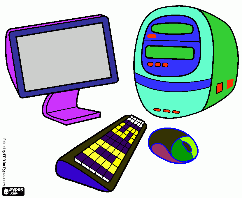 COLOREANDO LAS PARTES DEL COMPUTADOR para colorear