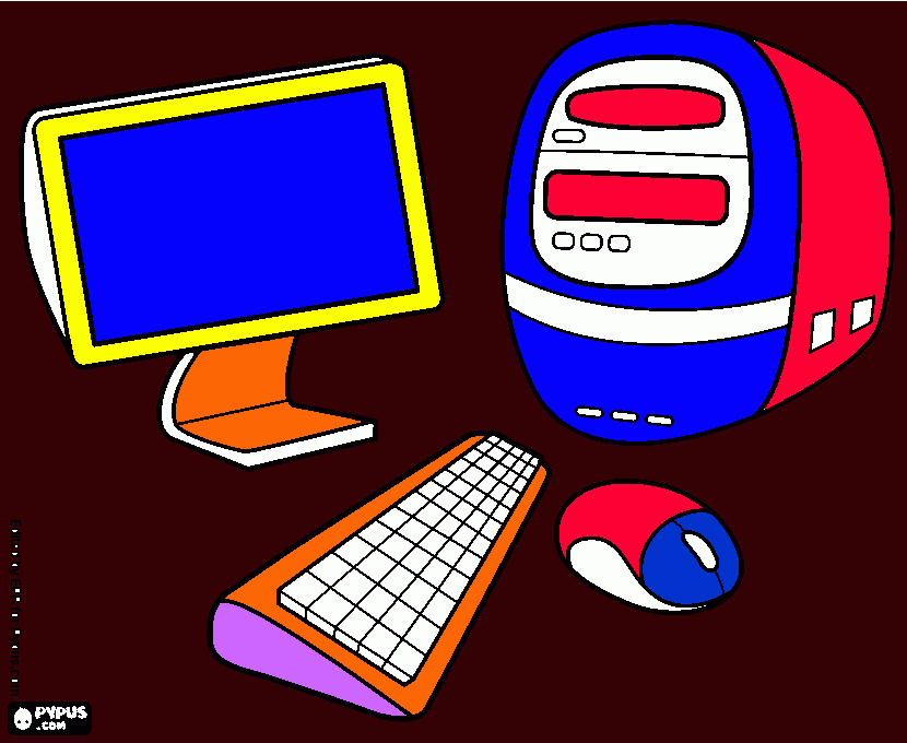 coloreando una computadora (hardware-software) para colorear
